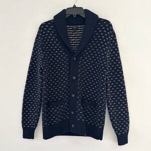 J Crew Mens Nordic Shawl Collar Cardigan Size Medium 100% Lambs Wool Fisherman